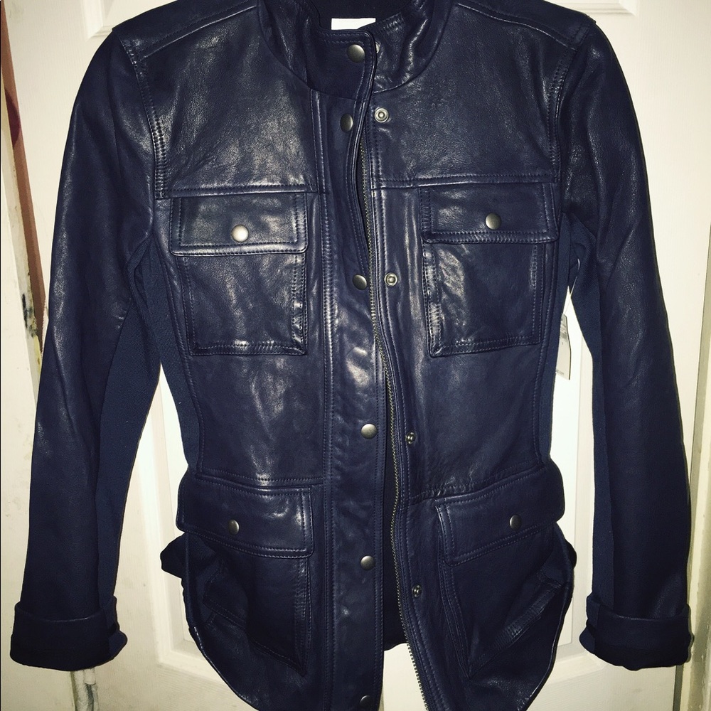 Medium Genuine Ink Navy Leather Jacket - Picture 2 of 6